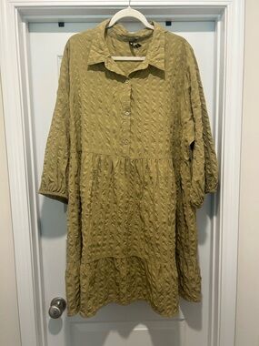ASOS Textured Olive Button-Front Dress